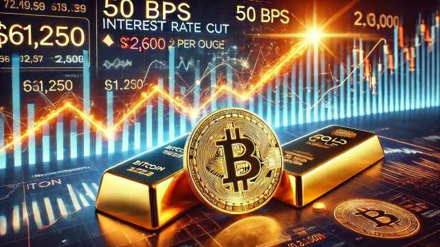 Bitcoin spikes to $61,250, gold hits new ATH above $2,600/oz as 50 bps cut sparks volatility across markets